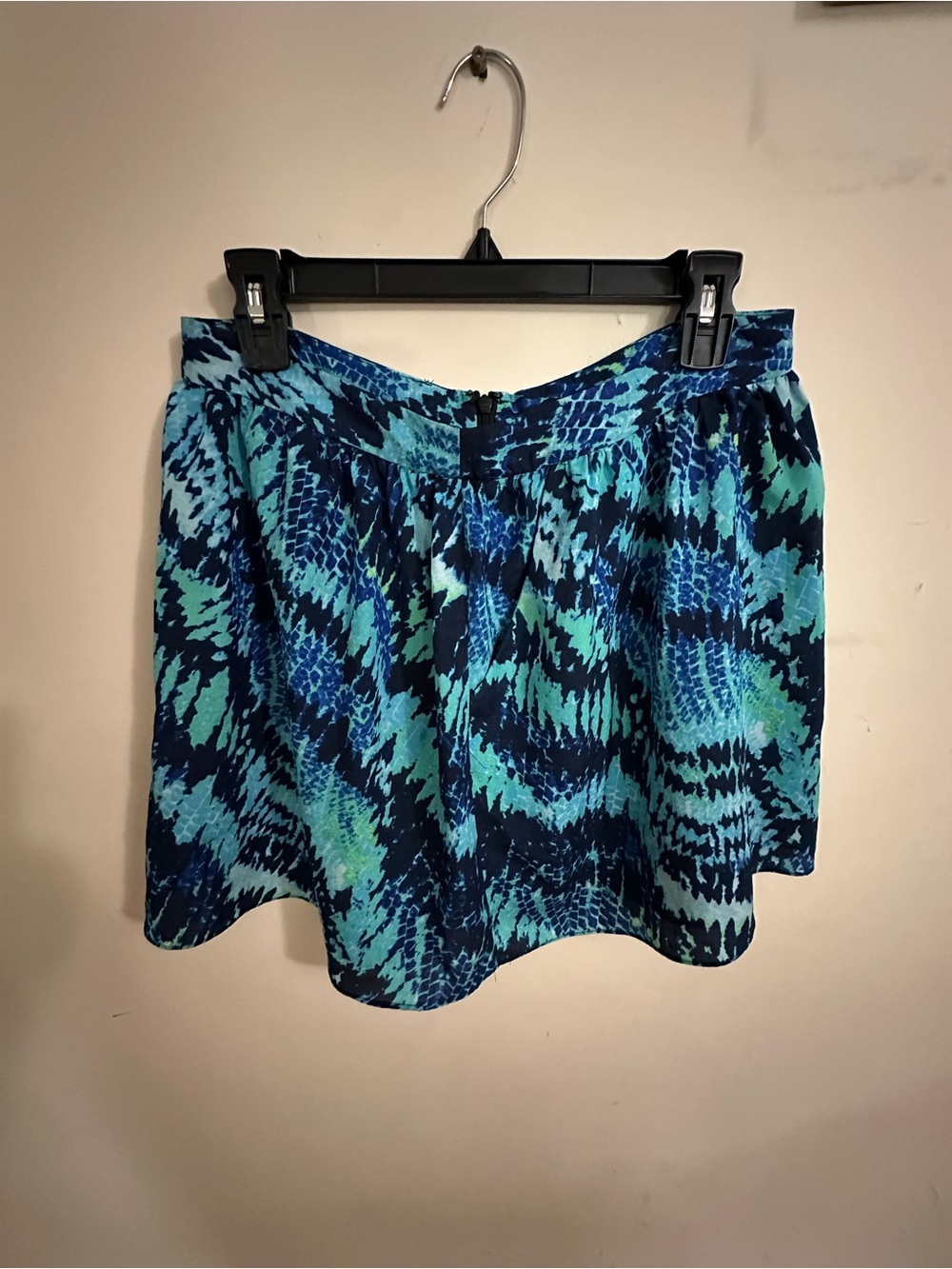 Express Blue Teal Abstract Print Mini Skirt